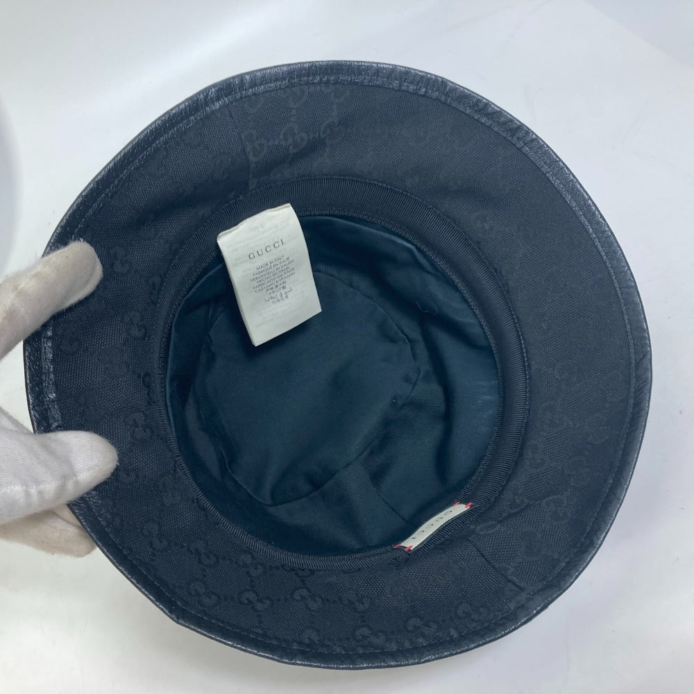 GUCCI hat 576587 GG canvas black GG Bucket hat mens M Used Authentic