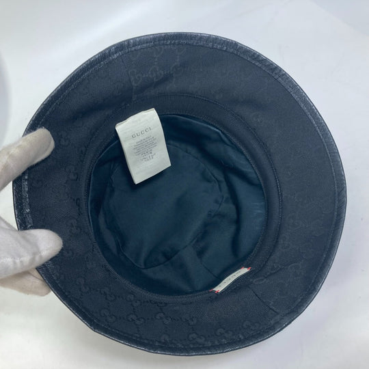 GUCCI hat 576587 GG canvas black GG Bucket hat mens M Used Authentic