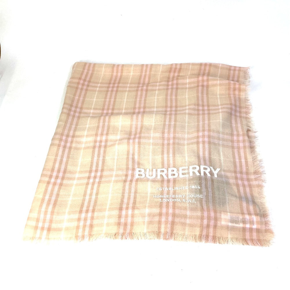 BURBERRY Scarf 8011095 cashmere pink beige check logo Women Used Authentic