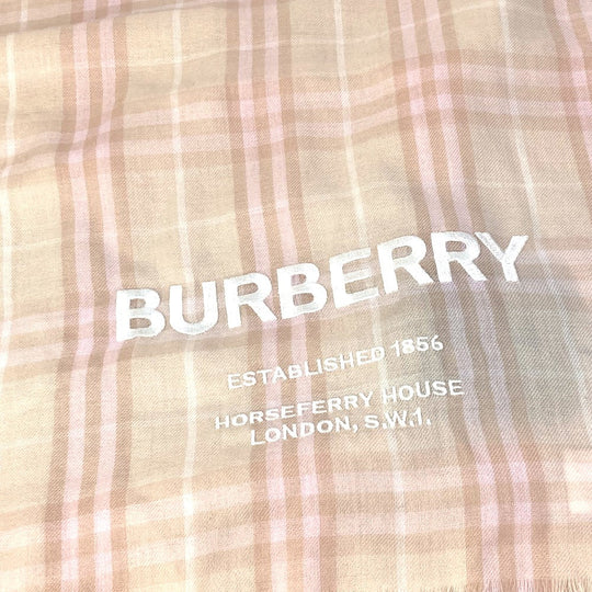 BURBERRY Scarf 8011095 cashmere pink beige check logo Women Used Authentic