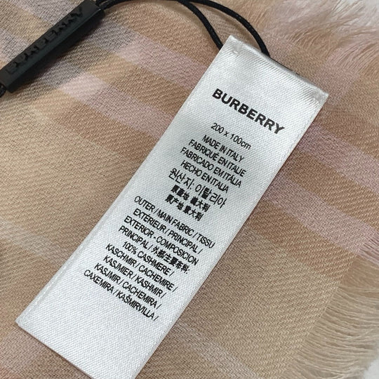 BURBERRY Scarf 8011095 cashmere pink beige check logo Women Used Authentic