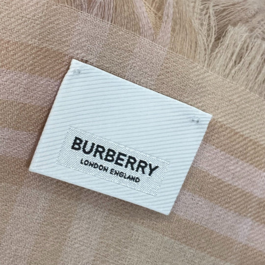 BURBERRY Scarf 8011095 cashmere pink beige check logo Women Used Authentic