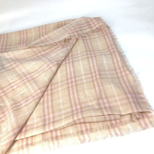 BURBERRY Scarf 8011095 cashmere pink beige check logo Women Used Authentic