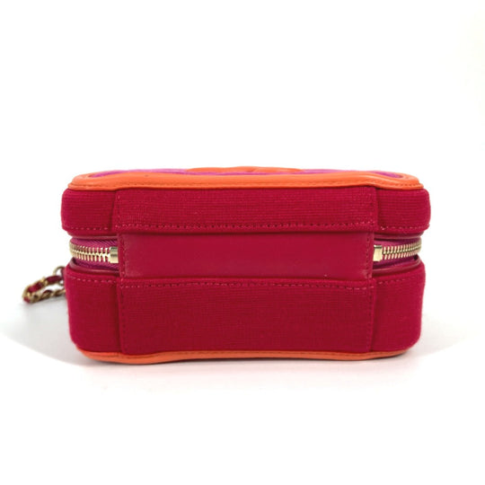 CHANEL Shoulder Bag Canvas / leather Red COCO Mark Crossbody CC filigree vanity bag Women Used Authentic