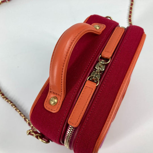 CHANEL Shoulder Bag Canvas / leather Red COCO Mark Crossbody CC filigree vanity bag Women Used Authentic