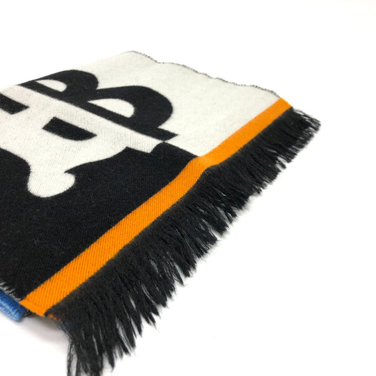 BURBERRY Scarf 8023067 wool Black Grey TB logo mens(Unisex) Used Authentic