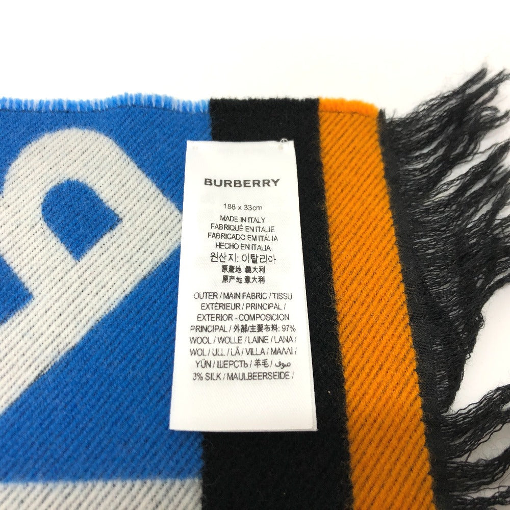 BURBERRY Scarf 8023067 wool Black Grey TB logo mens(Unisex) Used Authentic