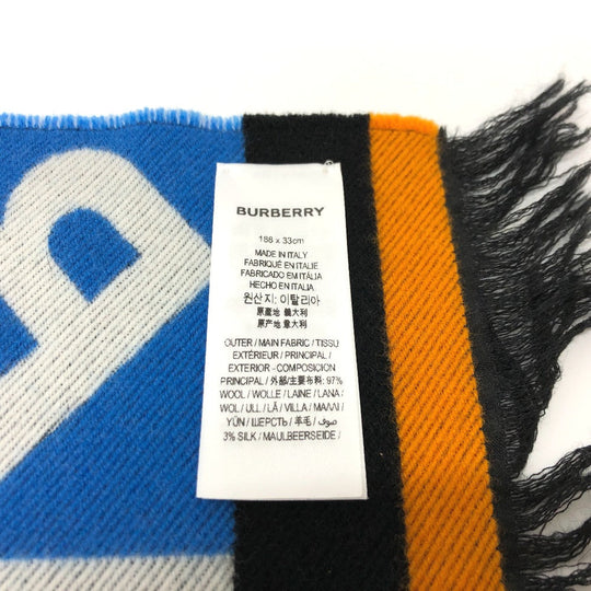 BURBERRY Scarf 8023067 wool Black Grey TB logo mens(Unisex) Used Authentic