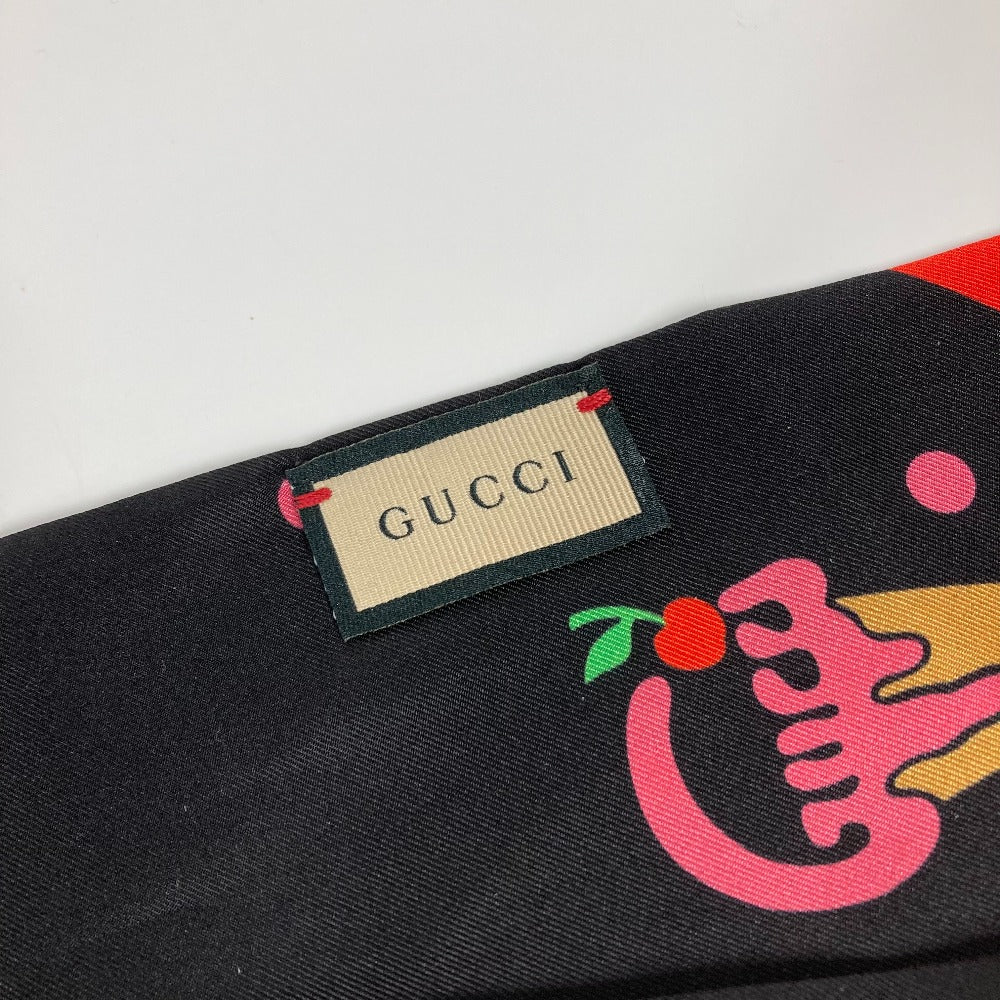 GUCCI scarf 732840 silk Black x red bandeau scarf Cherry Ice Cream Women Used Authentic