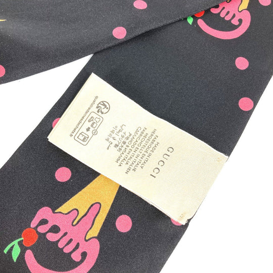 GUCCI scarf 732840 silk Black x red bandeau scarf Cherry Ice Cream Women Used Authentic