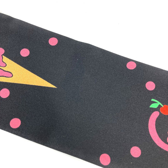 GUCCI scarf 732840 silk Black x red bandeau scarf Cherry Ice Cream Women Used Authentic