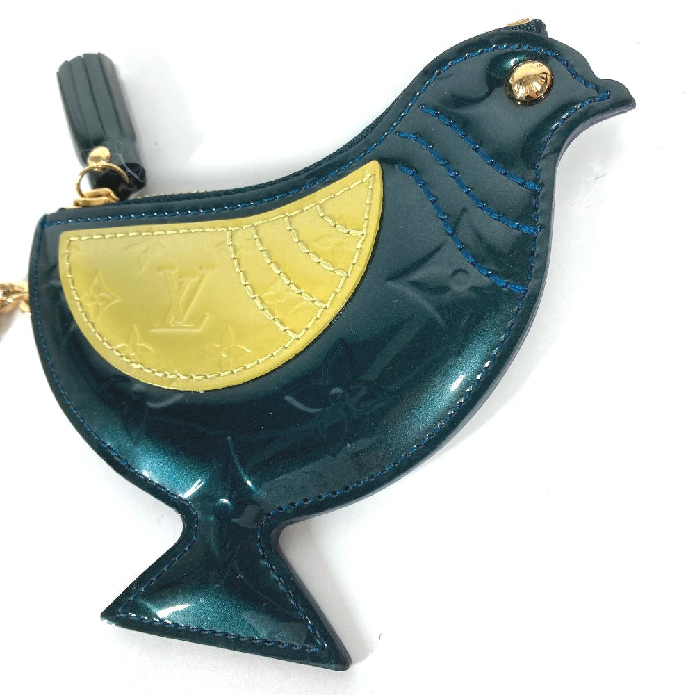LOUIS VUITTON Coin case M91405 Monogram Vernis green Monogram Vernis Pochette Oiseau Women Used Authentic
