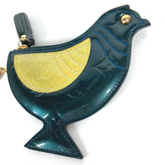 LOUIS VUITTON Coin case M91405 Monogram Vernis green Monogram Vernis Pochette Oiseau Women Used Authentic