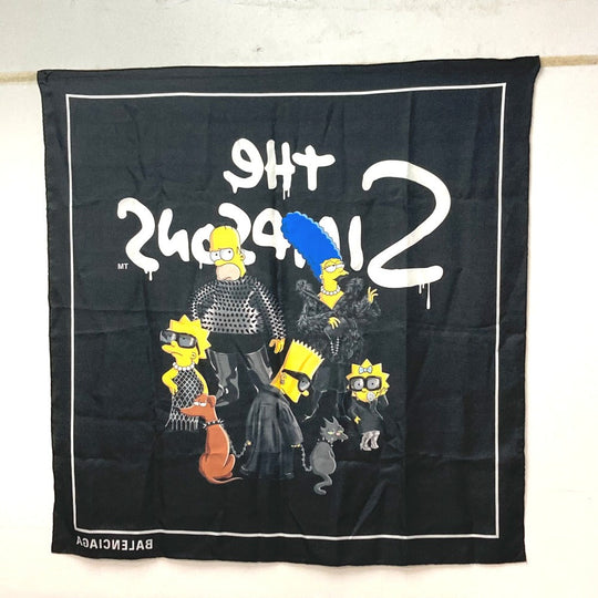 BALENCIAGA scarf silk black THE SIMPSONS Simpsons collaboration simpsons Women Used Authentic