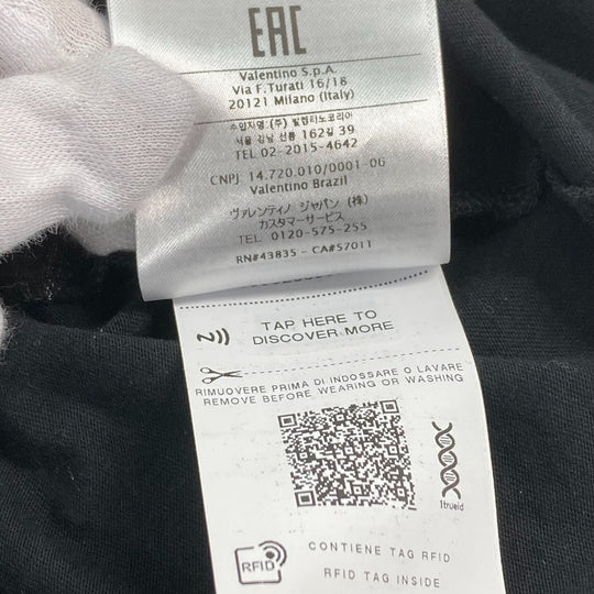 VALENTINO Short sleeve T-shirt UV3MG08C6K7 cotton Black x neon yellow apparel V logo mens M Used Authentic