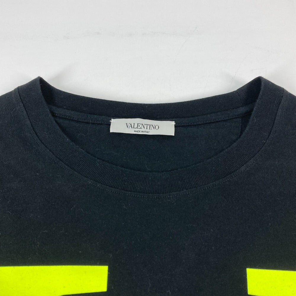 VALENTINO Short sleeve T-shirt UV3MG08C6K7 cotton Black x neon yellow apparel V logo mens M Used Authentic