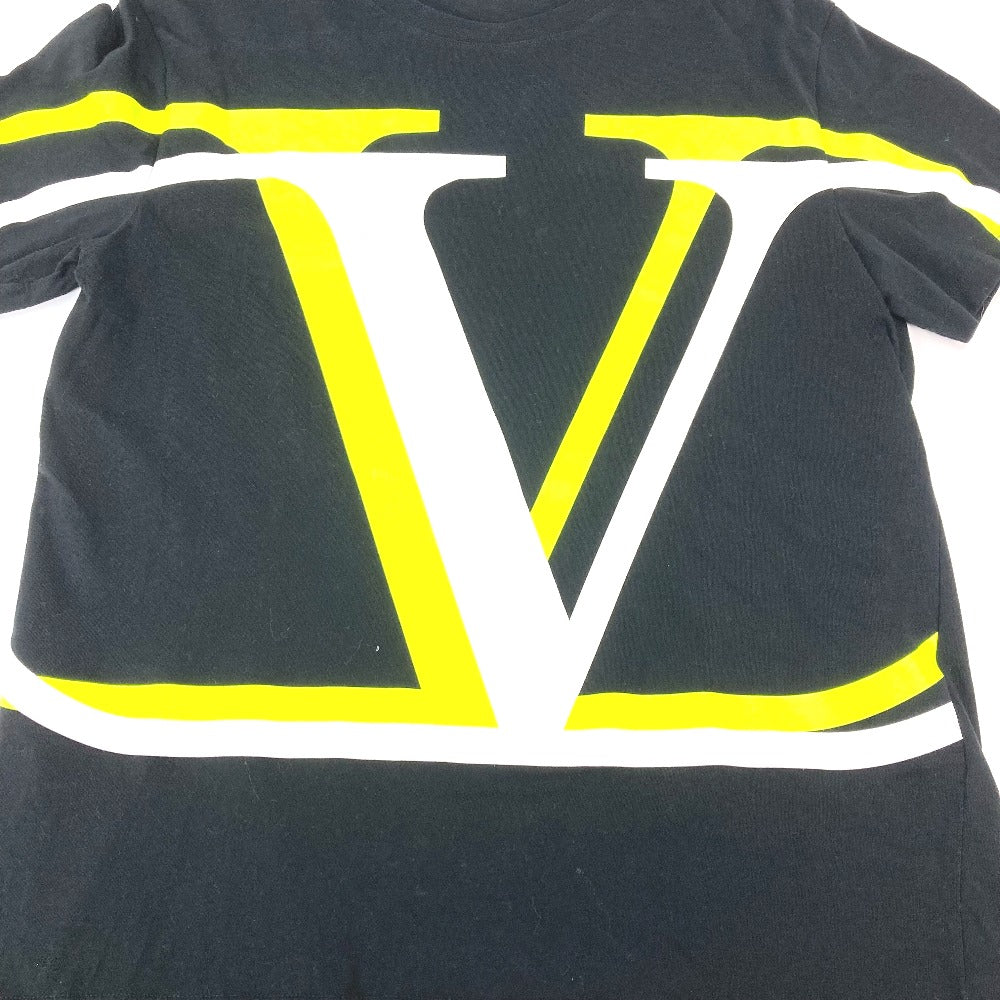 VALENTINO Short sleeve T-shirt UV3MG08C6K7 cotton Black x neon yellow apparel V logo mens M Used Authentic