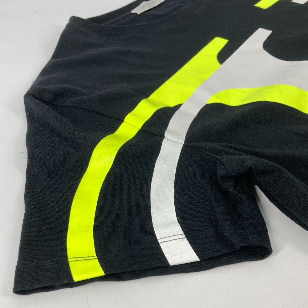 VALENTINO Short sleeve T-shirt UV3MG08C6K7 cotton Black x neon yellow apparel V logo mens M Used Authentic
