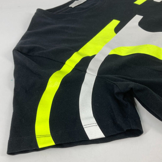 VALENTINO Short sleeve T-shirt UV3MG08C6K7 cotton Black x neon yellow apparel V logo mens M Used Authentic