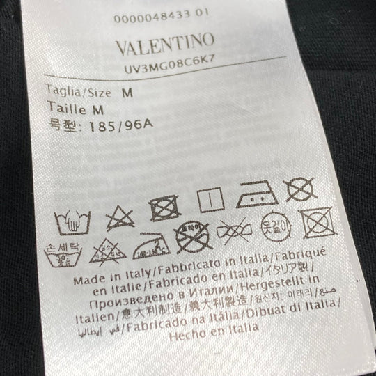 VALENTINO Short sleeve T-shirt UV3MG08C6K7 cotton Black x neon yellow apparel V logo mens M Used Authentic