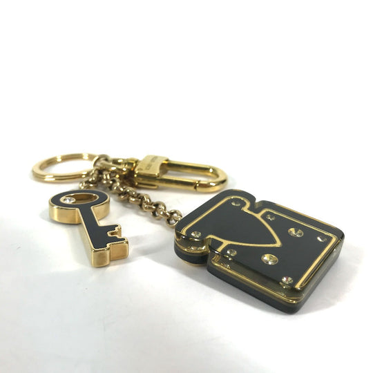 LOUIS VUITTON key ring M66979  Metal, Plastic black Padlock Rock motif keychain Women Used Authentic