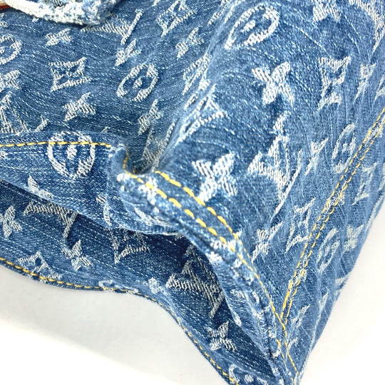 LOUIS VUITTON Tote Bag M46871 Monogram denim blue New LV Remix Monogram Denim On the Go MM Women Used Authentic