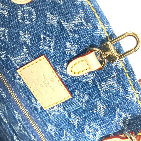 LOUIS VUITTON Tote Bag M46871 Monogram denim blue New LV Remix Monogram Denim On the Go MM Women Used Authentic