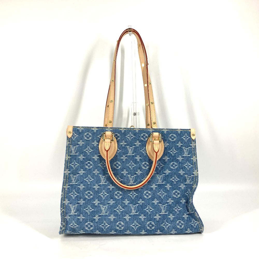 LOUIS VUITTON Tote Bag M46871 Monogram denim blue New LV Remix Monogram Denim On the Go MM Women Used Authentic