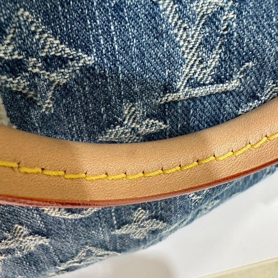 LOUIS VUITTON Tote Bag M46871 Monogram denim blue New LV Remix Monogram Denim On the Go MM Women Used Authentic