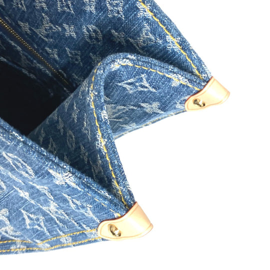 LOUIS VUITTON Tote Bag M46871 Monogram denim blue New LV Remix Monogram Denim On the Go MM Women Used Authentic