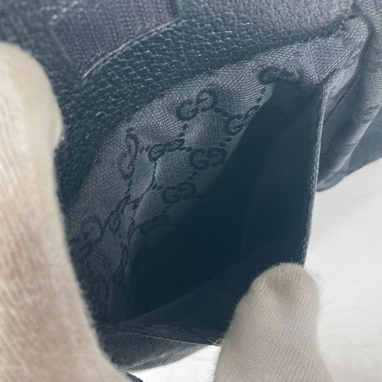 GUCCI Waist bag 28566 GG canvas black GG canvas W pocket mens Used Authentic