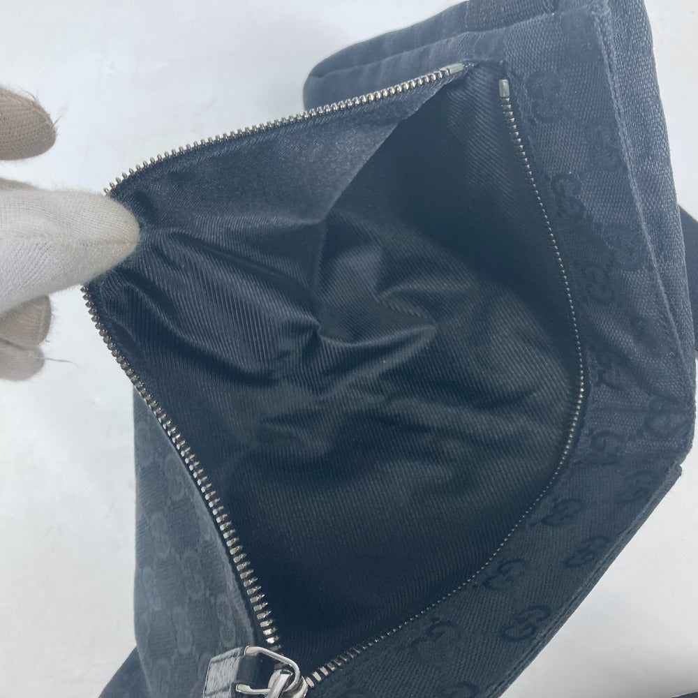 GUCCI Waist bag 28566 GG canvas black GG canvas W pocket mens Used Authentic