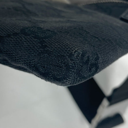 GUCCI Waist bag 28566 GG canvas black GG canvas W pocket mens Used Authentic