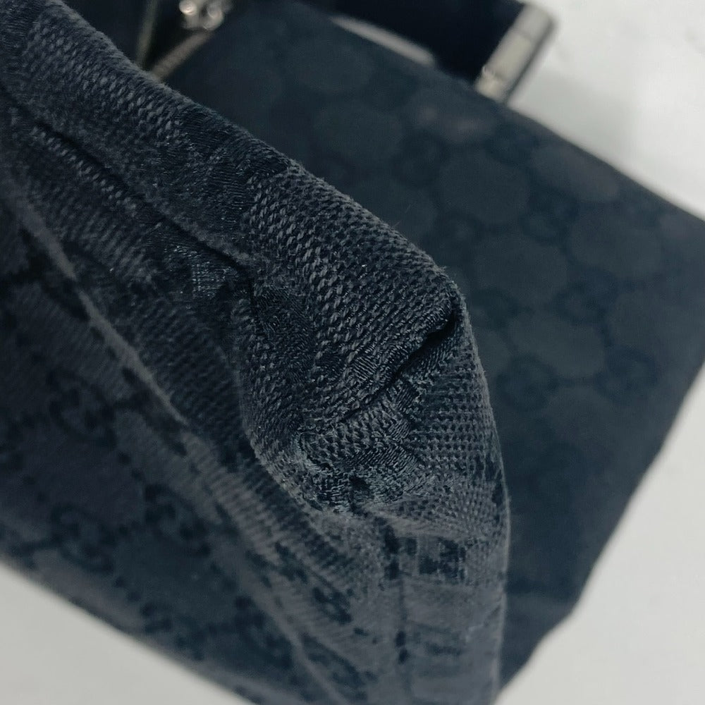 GUCCI Waist bag 28566 GG canvas black GG canvas W pocket mens Used Authentic