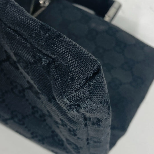 GUCCI Waist bag 28566 GG canvas black GG canvas W pocket mens Used Authentic