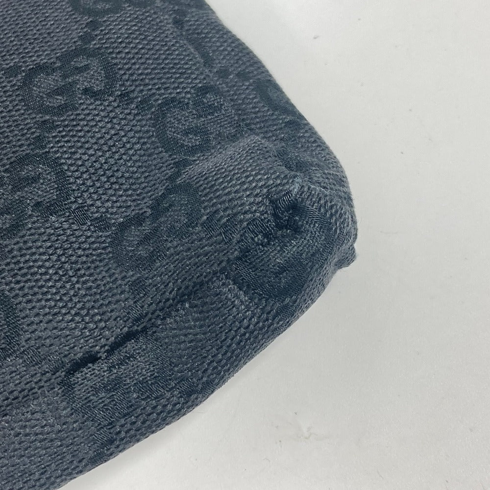GUCCI Waist bag 28566 GG canvas black GG canvas W pocket mens Used Authentic
