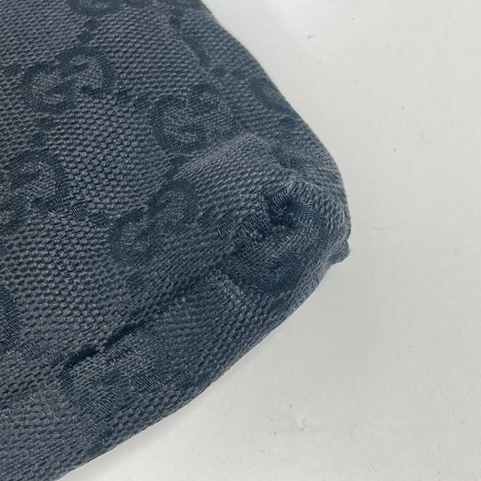GUCCI Waist bag 28566 GG canvas black GG canvas W pocket mens Used Authentic