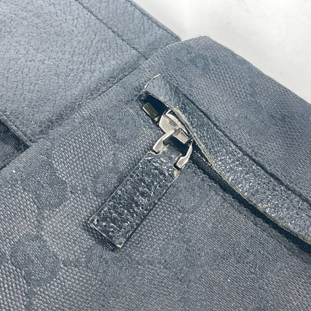 GUCCI Waist bag 28566 GG canvas black GG canvas W pocket mens Used Authentic