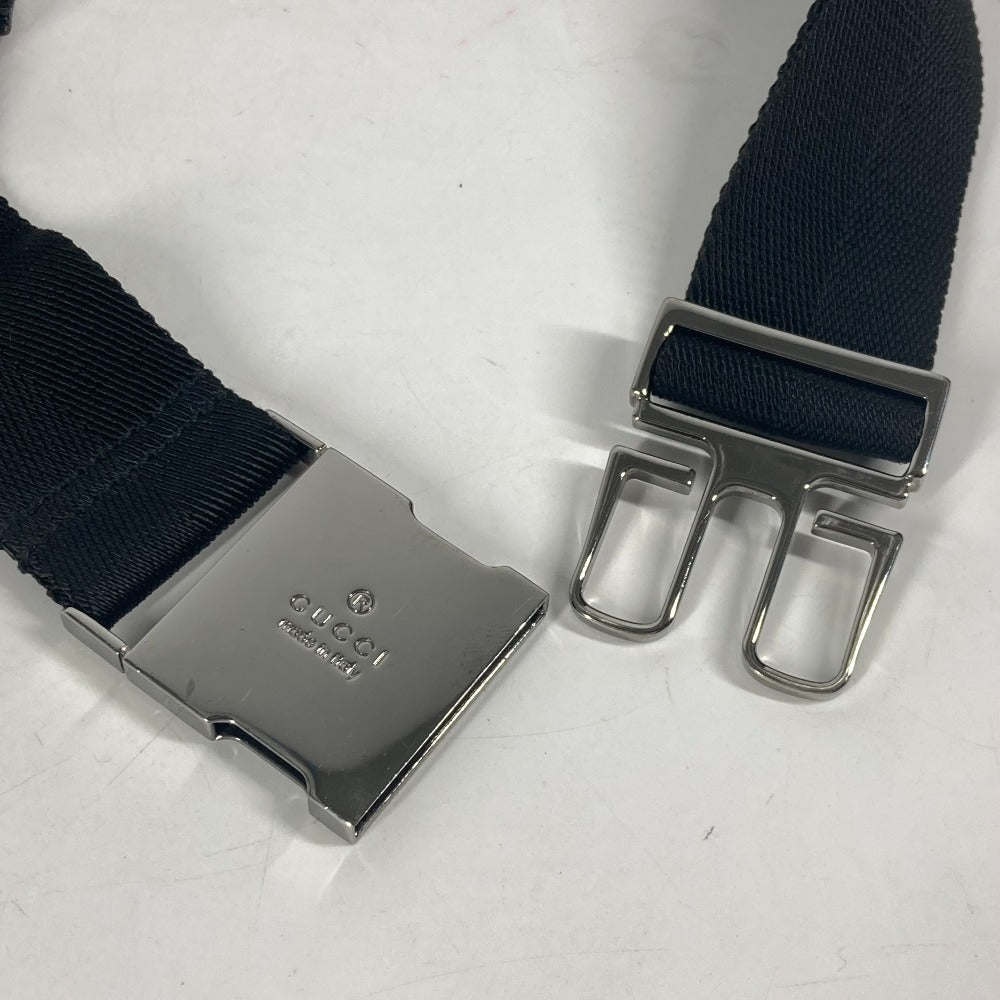 GUCCI Waist bag 28566 GG canvas black GG canvas W pocket mens Used Authentic