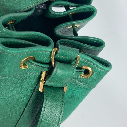 HERMES Shoulder Bag Courchevel green Drawstring Bag Crossbody Market GM Women Used Authentic