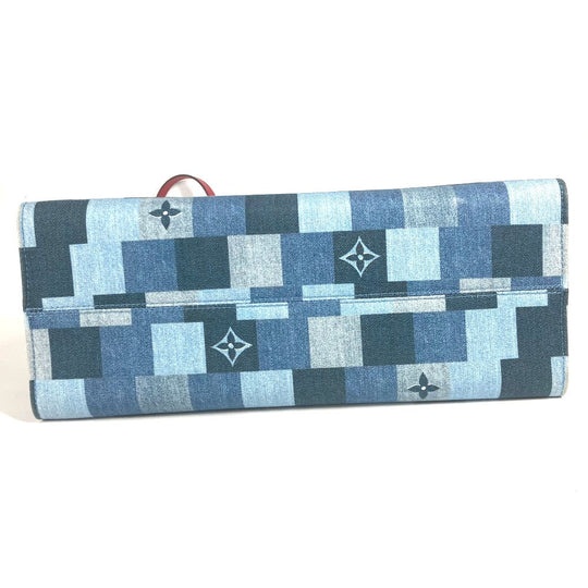 LOUIS VUITTON Tote Bag M44992 Denim, Leather blue Monogram denim On-the-go GM