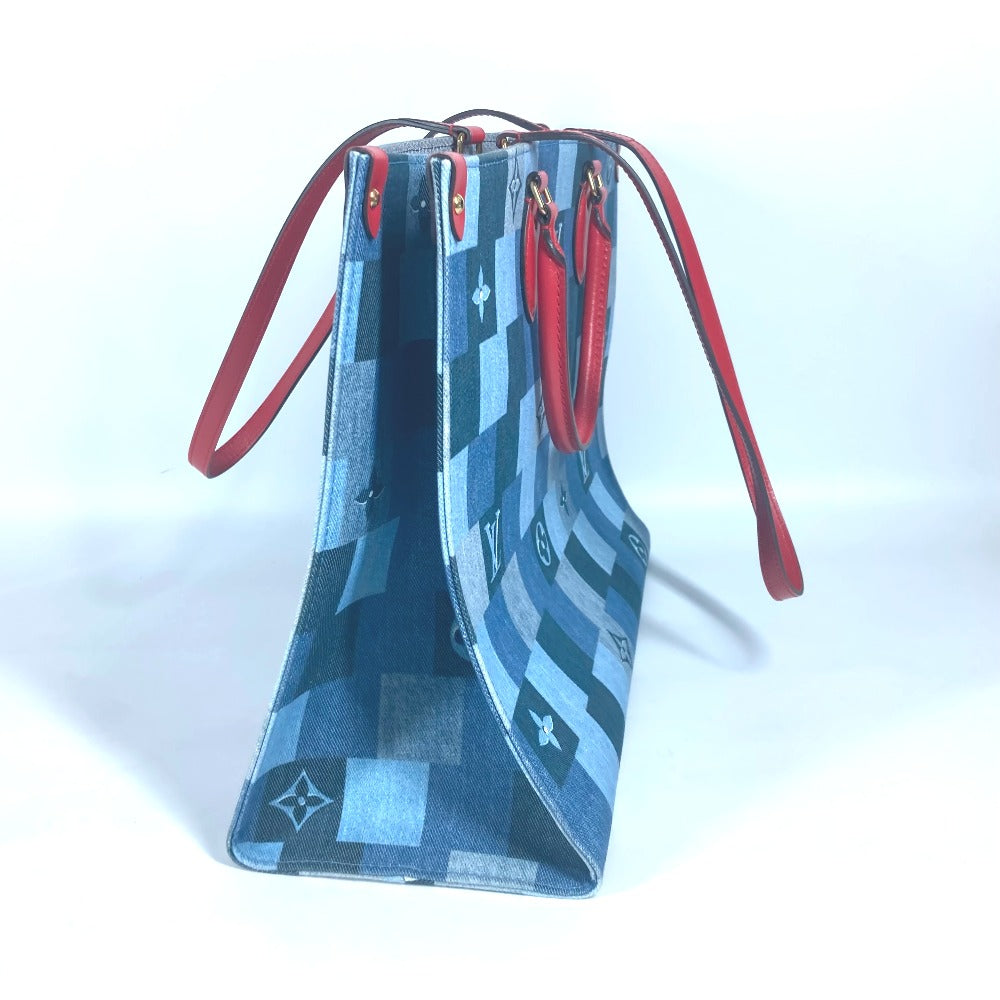 LOUIS VUITTON Tote Bag M44992 Denim, Leather blue Monogram denim On-the-go GM