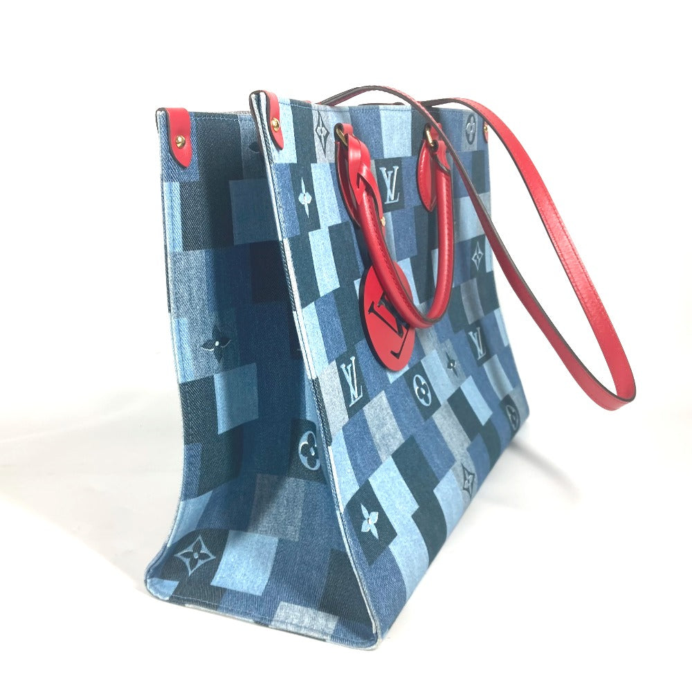 LOUIS VUITTON Tote Bag M44992 Denim, Leather blue Monogram denim On-the-go GM