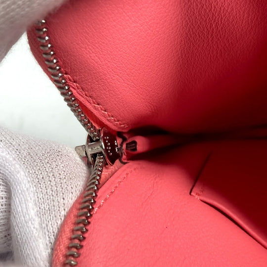 HERMES Pouch leather pink Square Horse Carre pocket Women Used Authentic