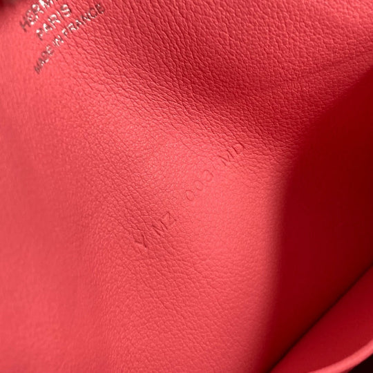 HERMES Pouch leather pink Square Horse Carre pocket Women Used Authentic