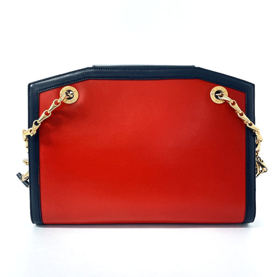 CELINE Shoulder Bag leather Red ChainShoulder