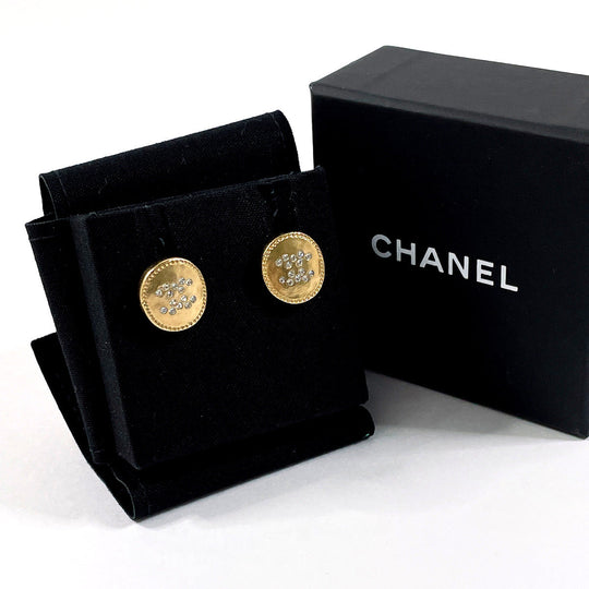 CHANEL Pierce AB2146 Metal, Rhinestone gold COCO Mark