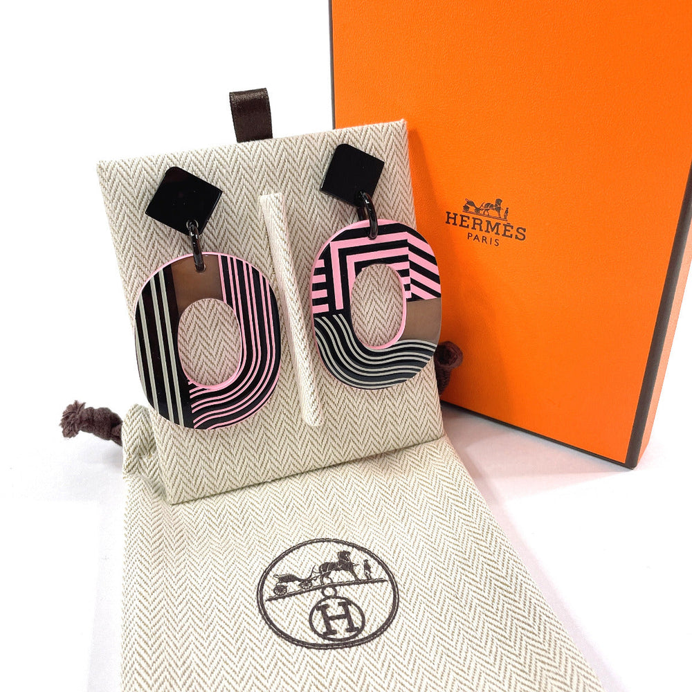 HERMES Pierce H124895FL02 Buffalo Horn, Lacquer pink Ism Pop Line