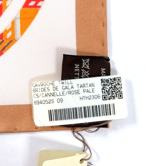 HERMES scarf 894052S Silk, 100% silk pink BRIDES DE GALA TARTAN Gavroche 45 Women Used Authentic