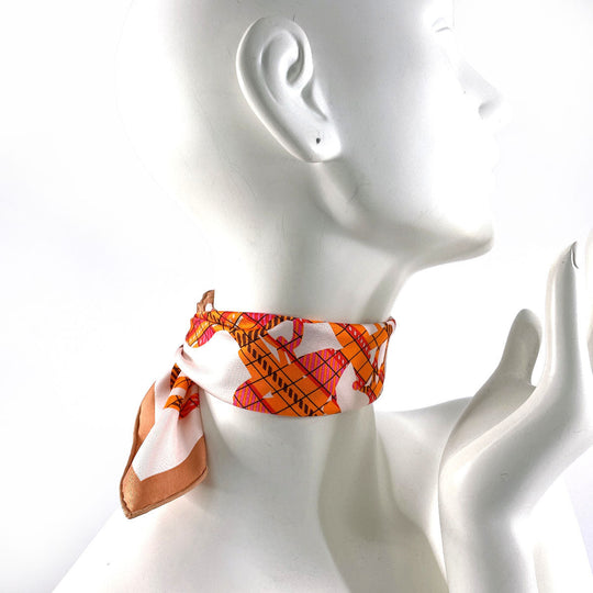 HERMES scarf 894052S Silk, 100% silk pink BRIDES DE GALA TARTAN Gavroche 45 Women Used Authentic